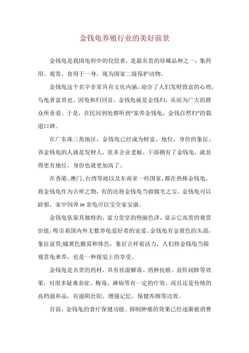 金钱龟养殖行业的美好前景