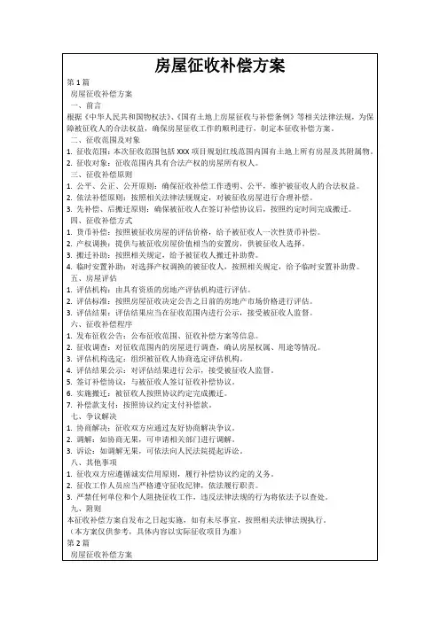 房屋征收补偿方案