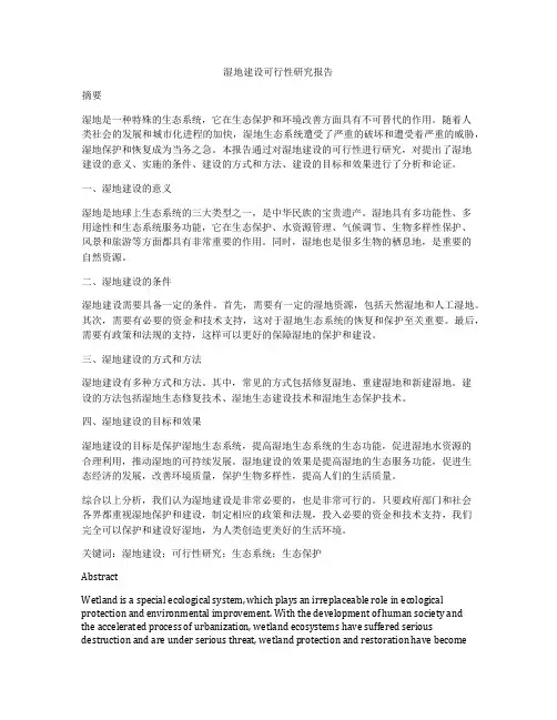 湿地建设可行性研究报告