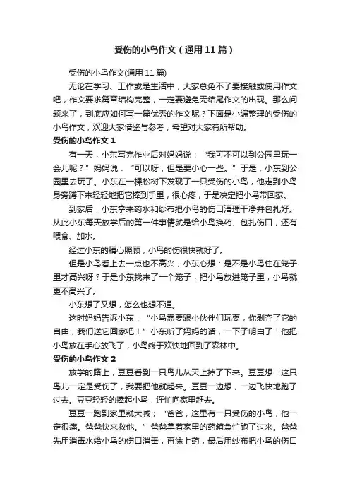 受伤的小鸟作文（通用11篇）