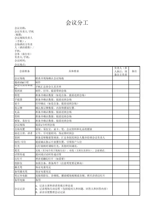 会议分工