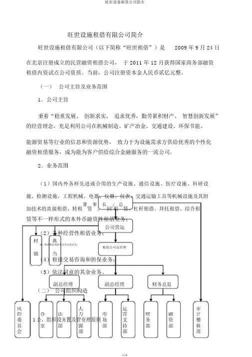 旺世设备租赁公司简介