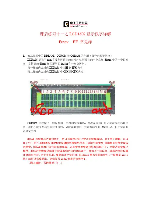 LCD1602显示汉字详解