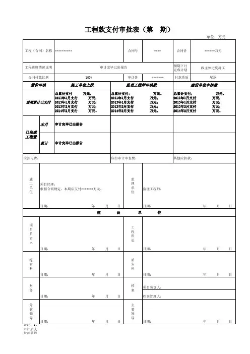 工程款支付审批表