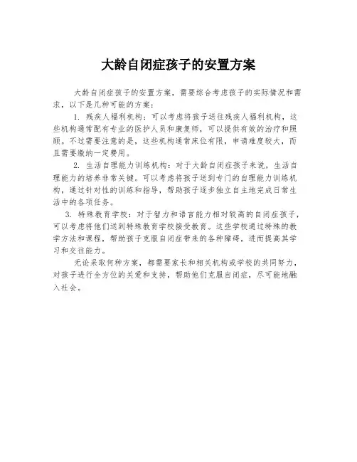 大龄自闭症孩子的安置方案