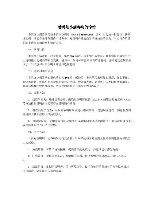 番鸭细小病毒病的诊治