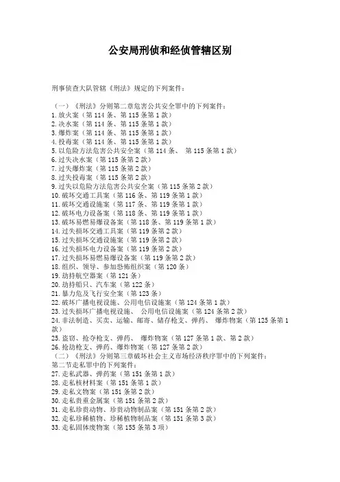 刑侦与经侦的管辖范围