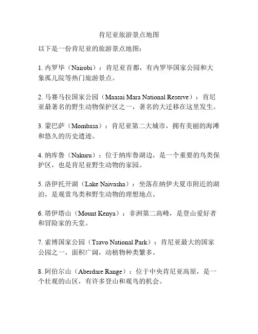 肯尼亚旅游景点地图
