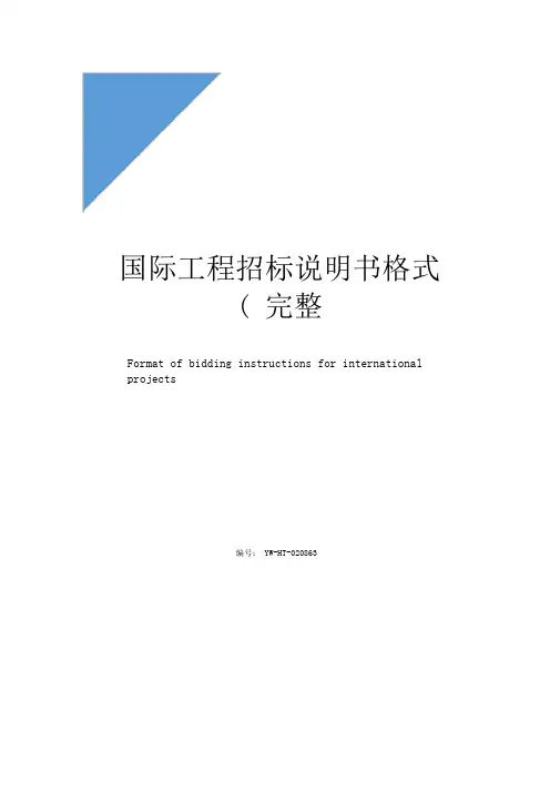 国际工程招标说明书格式(完整版)