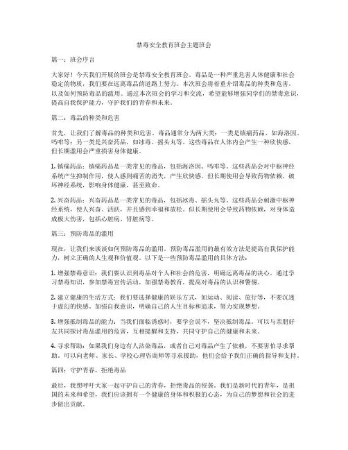 禁毒安全教育班会主题班会