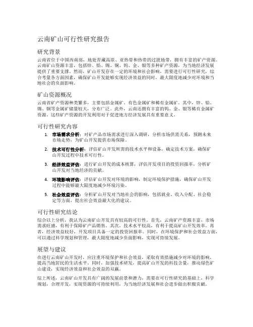 云南矿山可行性研究报告