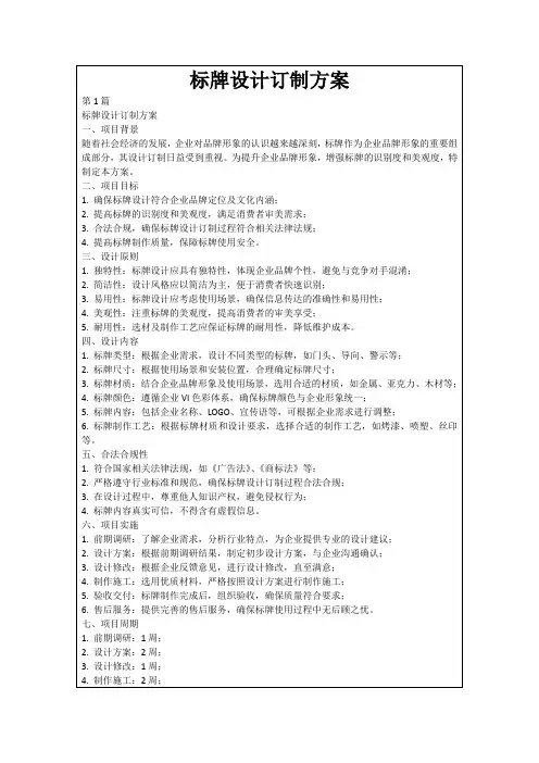 标牌设计订制方案