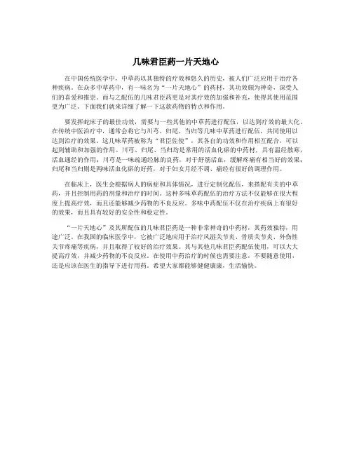 几味君臣药一片天地心