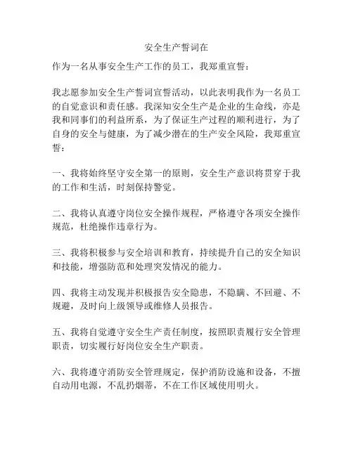 安全生产誓词在