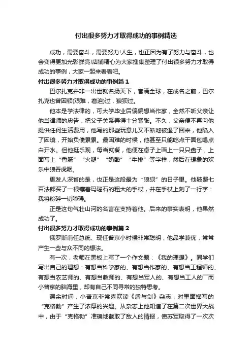 付出很多努力才取得成功的事例精选