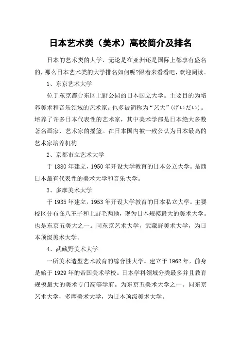 日本艺术类(美术)高校简介及排名