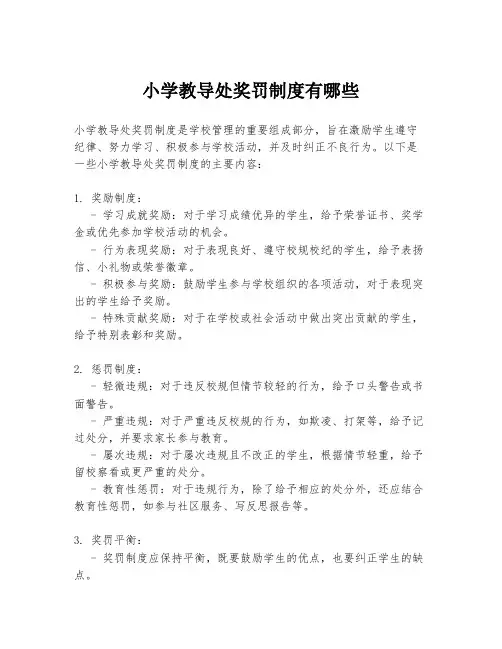 小学教导处奖罚制度有哪些