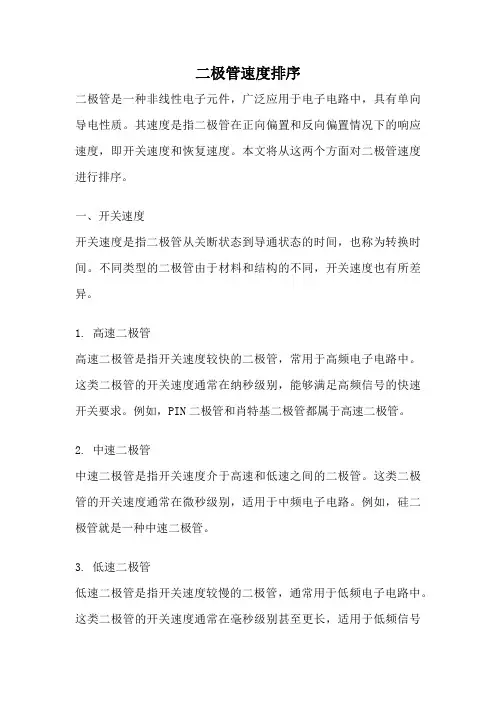 二极管速度排序