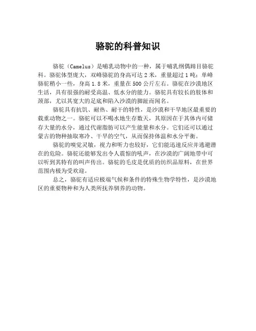 骆驼的科普知识