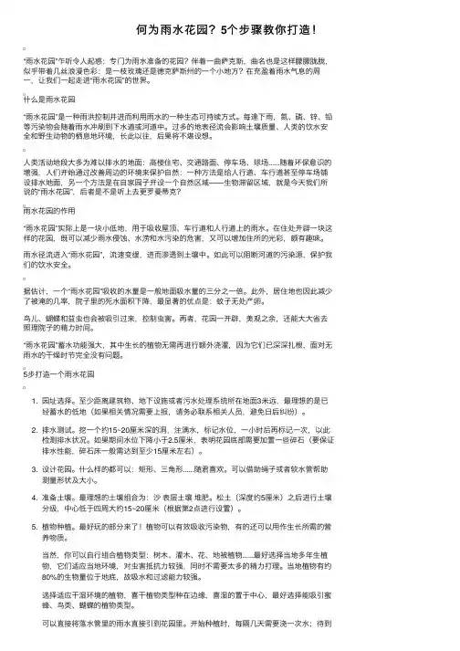 何为雨水花园？5个步骤教你打造！