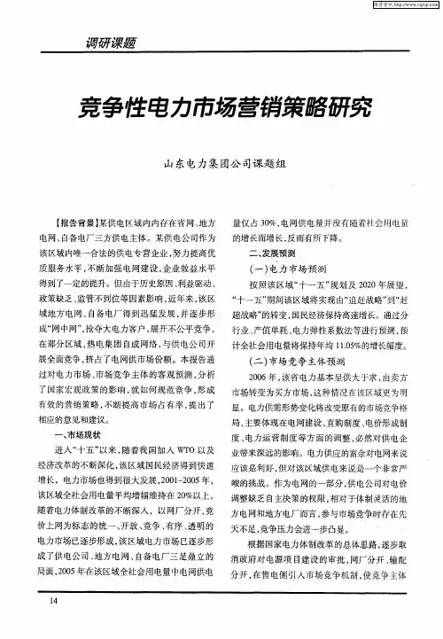 竞争性电力市场营销策略研究