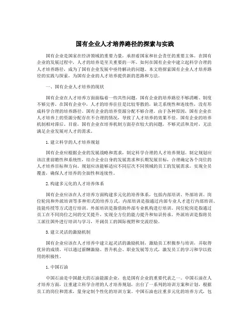 国有企业人才培养路径的探索与实践