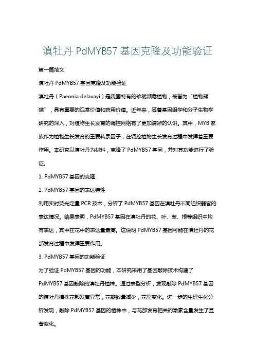 滇牡丹PdMYB57基因克隆及功能验证