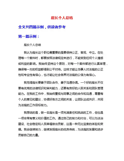 庭长个人总结