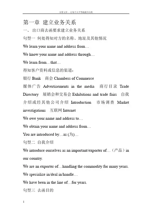 商务英语函电实用模板