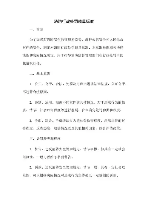 消防行政处罚裁量标准