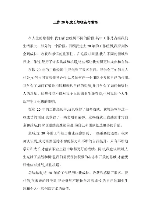 工作20年成长与收获与感悟