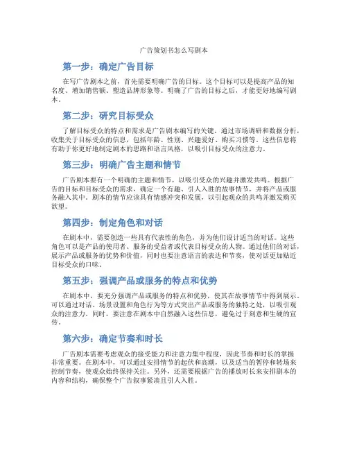 广告策划书怎么写剧本