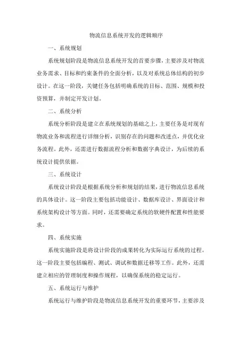 物流信息系统开发的逻辑顺序