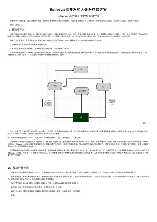 Sqlserver高并发和大数据存储方案