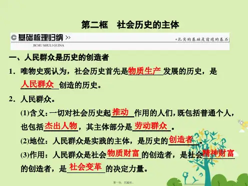 高中政治第四单元认识社会与价值选择第十一课寻觅社会的真谛第二框社会历史的主体课件新人教版必修4