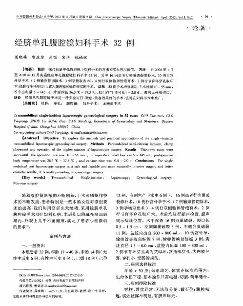 经脐单孔腹腔镜妇科手术32例
