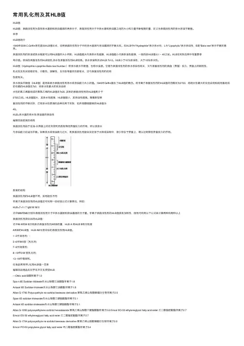 常用乳化剂及其HLB值