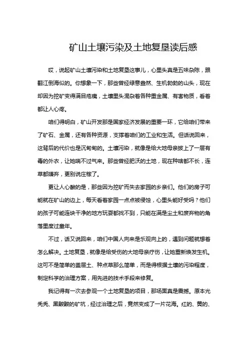 矿山土壤污染及土地复垦读后感