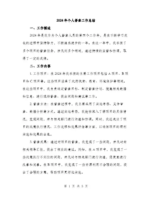 2024年个人督查工作总结(2篇)