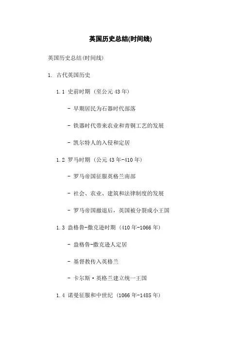 英国历史总结(时间线)