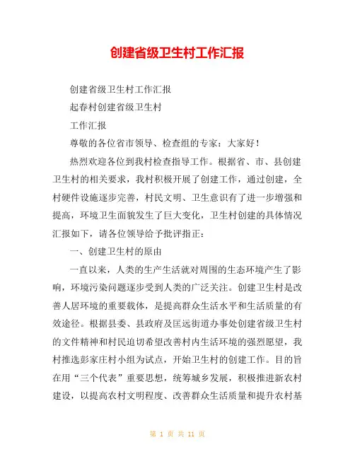 创建省级卫生村工作汇报_0