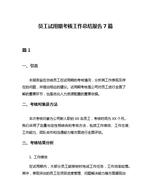 员工试用期考核工作总结报告7篇