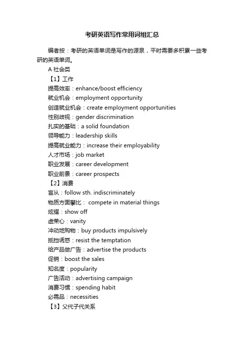 考研英语写作常用词组汇总