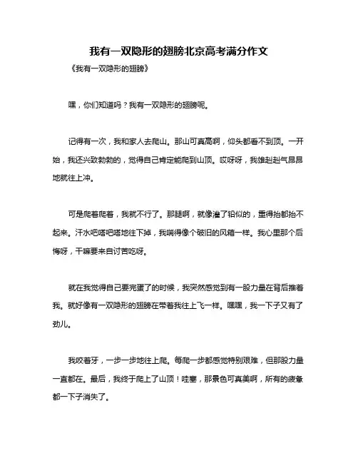 我有一双隐形的翅膀北京高考满分作文