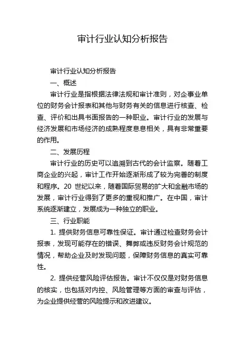 审计行业认知分析报告