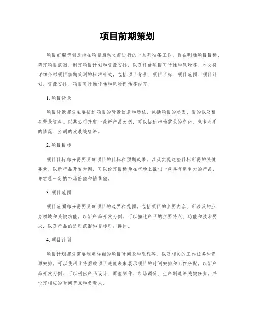项目前期策划