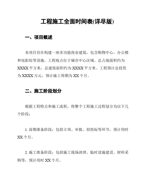 工程施工全面时间表(详尽版)