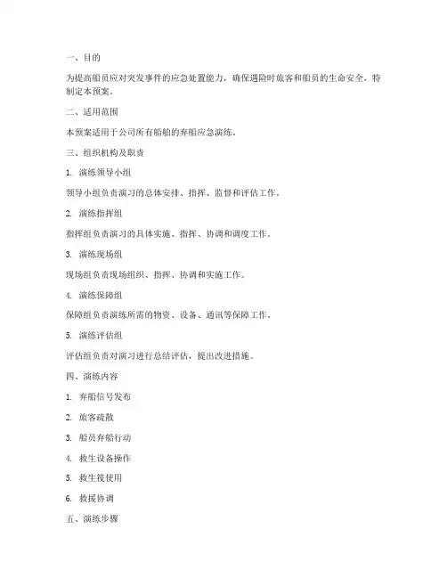 船舶弃船应急演练预案
