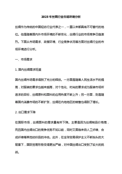 2023年丝绸行业市场环境分析