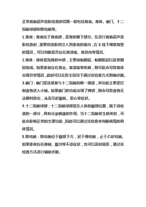胃肠造影标准切面
